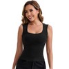 INSPIRE CHIC Women's Wide Straps Square Neck Unpadded Long Airplane Slimming Solid Tank Undershirts - 4 of 4