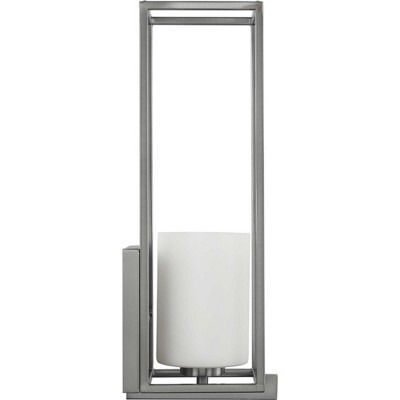 Matte Black Steel Wall Sconce with Opal Glass Shade