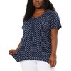 Agnes Orinda Women's Plus Size V Neck Asymmetric Short Sleeve Polka Dots Blouses - 2 of 4