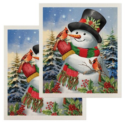 Briarwood Lane Winter Friends Snowman Swedish Dishcloth (2-pack)