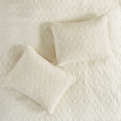 King Cream Microfiber Quilted Bedspread Set with Shams