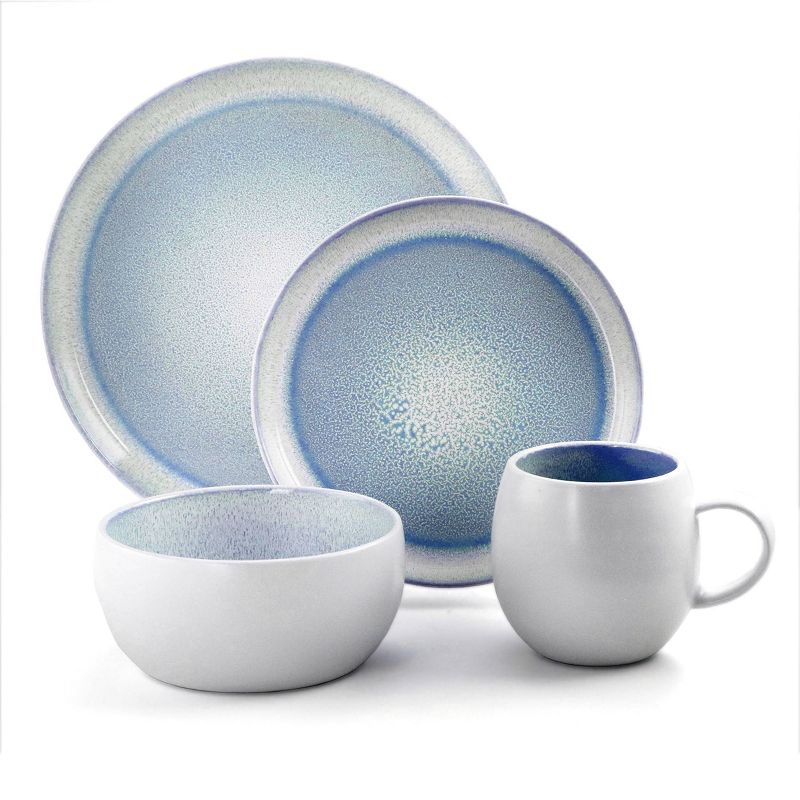 16pc Stoneware Mocha Dinnerware Set Blue - Elama, 1 of 8