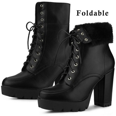 chunky heel platform combat boots