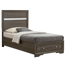 Passion Furniture Madrid Gray Wood Frame Twin Panel Bed - 1 of 4