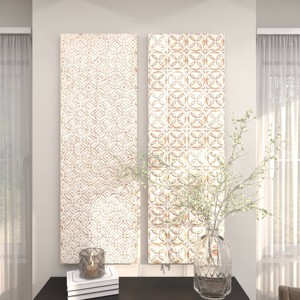 Set of 2 Wooden Geometric Intricately Carved Wall Decors White - Olivia & May: Traditional Style, MDF, Vertical Display - 1 of 4