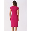 Allegra K Women's Vintage V-Neck Cap Sleeves Back Split Pencil Sheath Dresses - 4 of 4