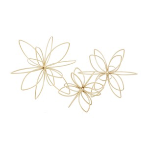 CosmoLiving by Cosmopolitan Set of 3 Gold Metal Floral Handmade Sculpture Contemporary Iron Decor - 1 of 4