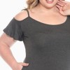 Plus Size Casual Scoop Neck Flutter Sleeve Knee Length Dress -White Mark - 4 of 4