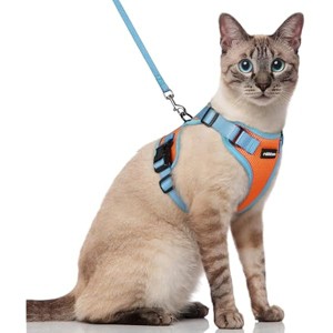 rabbitgoo Cat Harness and Leash Set, Escape , Easy Control Breathable Kitten Jacket with Reflective Strips, Orange & Light Blue, S - 1 of 1
