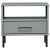 vidaXL Bedside Table with Metal Legs Gray Solid Wood Pine OSLO - 4 of 4