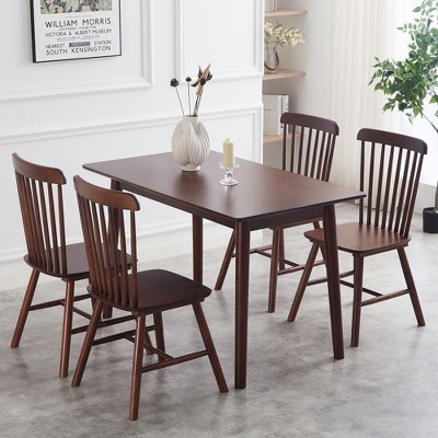 NicBex Round/Rectangular Dining Table for 4 Kitchen Table Solid Wood Dining Table for Dining Room, Small Space, Black