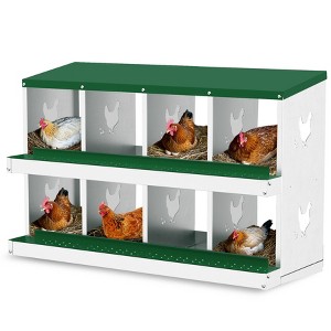 8-Hole Galvanized Chicken Nesting Box - Heavy Duty Egg Laying Box for Hens & Ducks | Rollout Egg Collection | Ventilated Design with Easy Access | No - 1 of 4