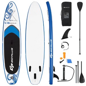 Costway 11'Inflatable Stand Up Paddle Board SUP W/Carrying Bag Aluminum Paddle Blue - 1 of 4