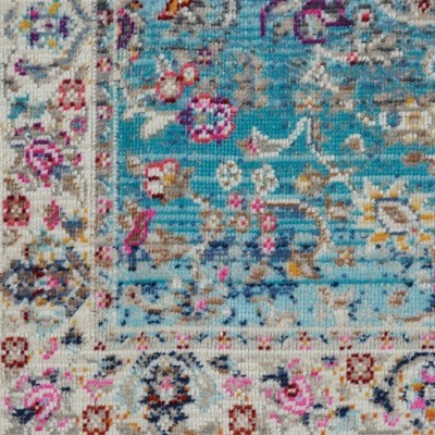 Vintage Kashan Blue Hand-Knotted Synthetic Runner Rug