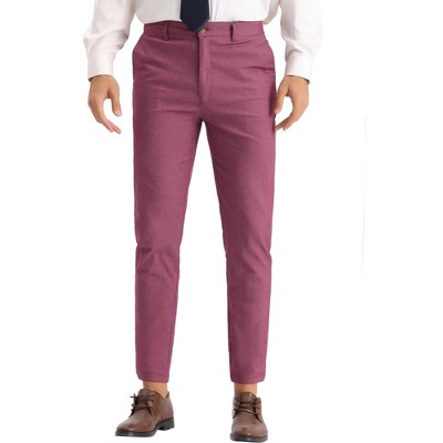 Lars Amadeus Men's Slim Fit Solid Flat Front Chino Pants