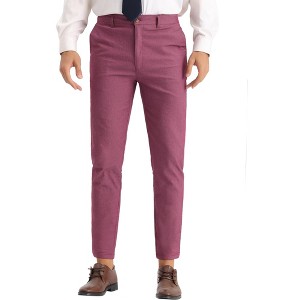 Lars Amadeus Men's Slim Fit Solid Flat Front Chino Pants - 1 of 4