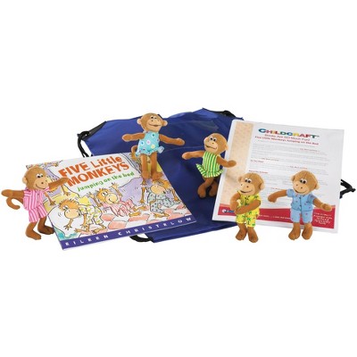 Childcraft Five Little Monkeys Literacy Bag, Book, and Plush Pals