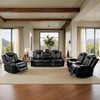 Tribesigns Breathable Leather Recliner Sofa Set with Adjustable Angle, Storage Buckets, Wireless Charger & LED Lighting,Black,for Living Room. - 3 of 4