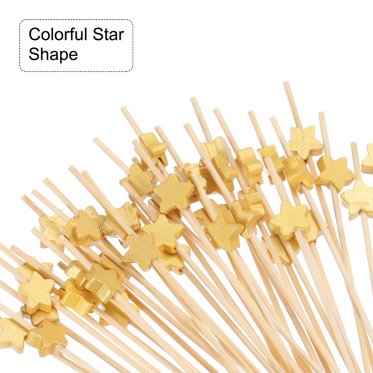 Unique Bargains Disposable Star Bamboo Fruit Decorative Cocktail Picks 100 Pcs - thumbnail 4