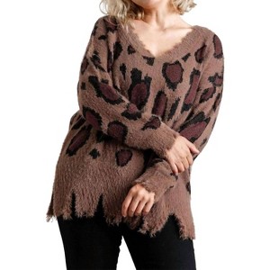 Women's Fuzzy Leopard Sweater - umgee - 1 of 4
