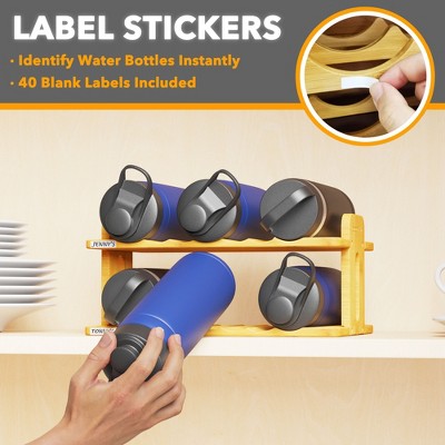 SpaceAid Bamboo Water Bottle Organizer with Labels for Kitchen and Pantry,(2-Tier, Hold 6 Bottles) — фото 3
