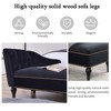 YOOCOZZ Velvet Chaise Lounge Sofa with Nail-head Trim and French-Style Wood swivel Legs - Black - 4 of 4