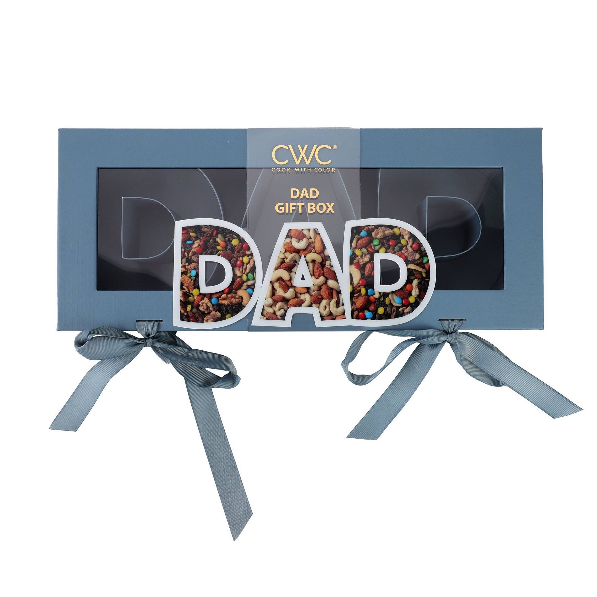 Cook With Color Fillable DAD Word Food Storage Gift Box Blue Textured