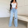 Clearlove Women’s High-Waisted Flared Jeans Distressed Hem,Stylish Wide Leg Denim for Effortless Chic - 3 of 3
