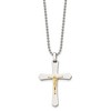 Chisel Stainless Steel Polished with 14k Gold Accent Crucifix Pendant on a 22" Ball Chain Necklace - 4 of 4