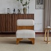 Modern Boucle Lounge Chair with Solid Wood Frame, Rolled Backrest & Cozy Upholstery, Stylish Accent Chair for Living Room & Bedroom-Coolbibila - 3 of 4