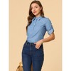 INSPIRE CHIC Women's Roll Up Sleeve Half Button 3/4 Sleeve Blouse - 3 of 4