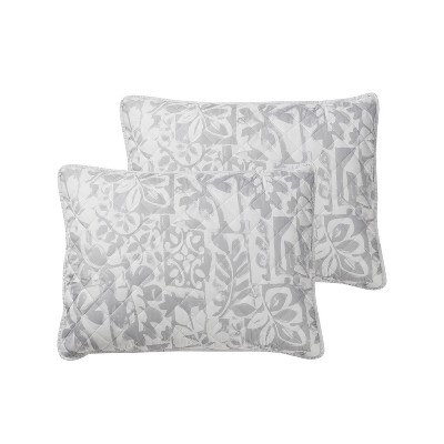 VCNY 3pc King Tufted Boho Abstract Floral Reversible Quilt Set Gray — фото 4