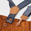 Baby Boys' 2pc Disney Winnie the Pooh Long Sleeve Bodysuit & Pants Suspender Set - Brown - 4 of 4