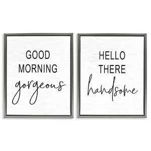 Stupell Industries Gorgeous & Handsome Romantic Greetings 2pc Floating Frame Art Set - 1 of 4