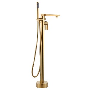 WOWOW Single Handle Freestanding Tub Faucet with Hand Shower in Brushed Nickel - 1 of 4