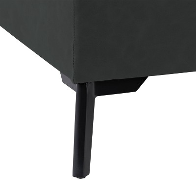 Linden Square Black Fabric Storage Ottoman with Metal Legs