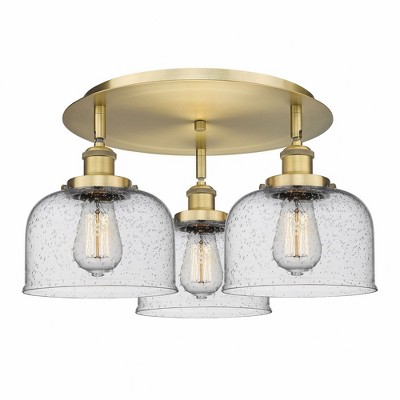 Bell - 3 Light Flush Mount In Art Deco Style-9.25 Inches Tall and 19.75 Inches Wide