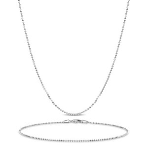 EVERLY JEWELRY | Sterling Silver 1mm Ball Chain Necklace and Anklet Set- Multiple Metal Color Options - 1 of 4