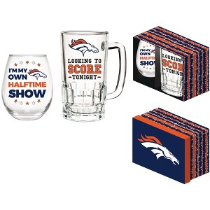 Evergreen Denver Broncos, Stemless 17OZ Wine & Beer 16 OZ Gift Set - 1 of 4