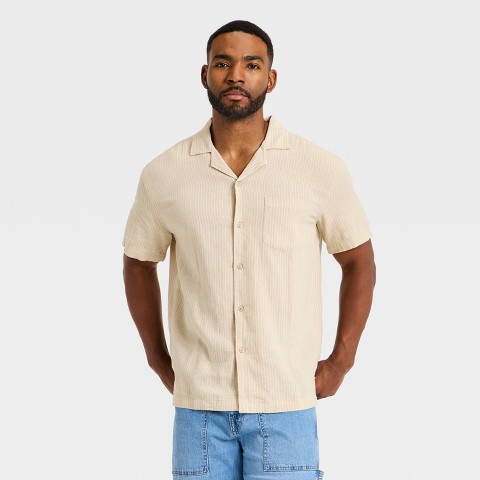 Мужские рубашки Goodfellow & Co Men's Short Sleeve Camp Shirt - Goodfellow & Co™ Cream XXL