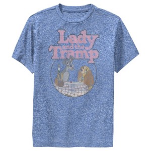 Boy's Lady and the Tramp Distressed Spaghetti Kiss Movie Logo Performance Tee - 1 of 4