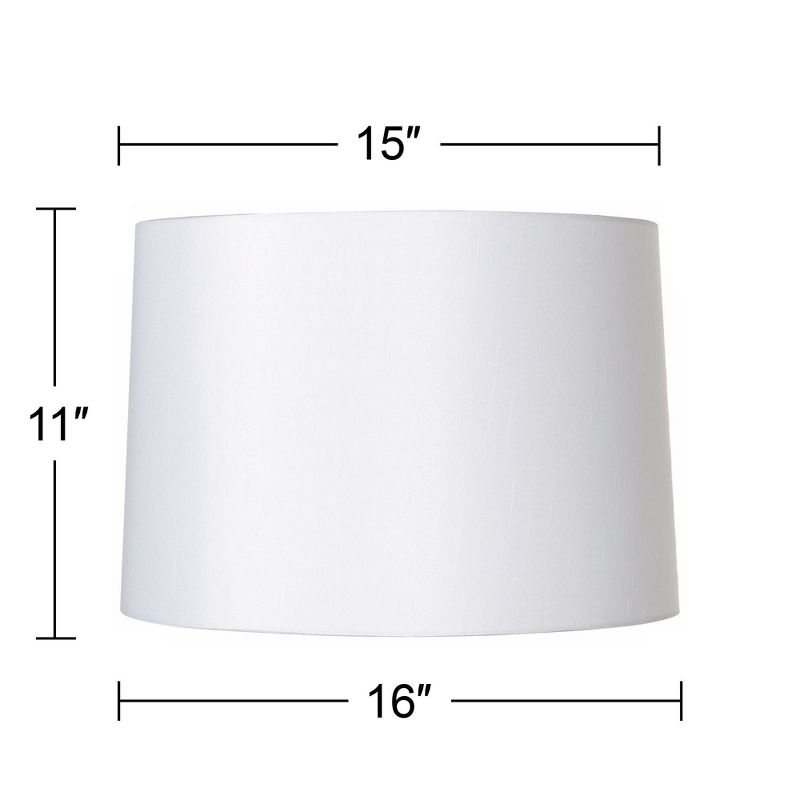 Springcrest Set of 2 Drum Lamp Shades White Medium 15" Top x 16" Bottom x 11" High Spider with Replacement Harp and Finial Fitting, 5 of 8