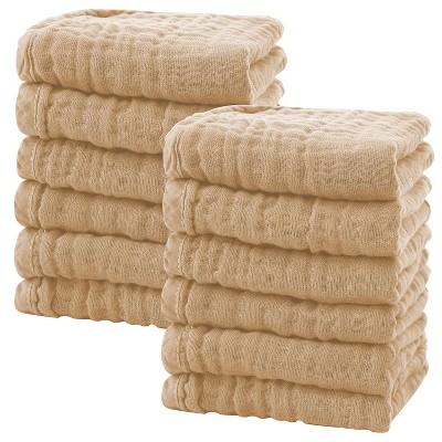 12 Pack Baby Muslin Washcloths - Soft Face Cloths for Newborn, Absorbent Bath Wash Cloths, Wipes
