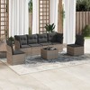 vidaXL 7 Piece Patio Sofa Set with Cushions Gray Poly Rattan - With Table - 2 of 4