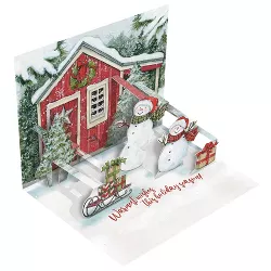 LANG 8ct Snowman Farmhouse Pop-Up Boxed Holiday Greeting Card Pack