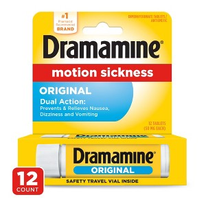 Dramamine Original Formula Motion Sickness Relief Tablets for Nausea, Dizziness & Vomiting - 12ct - 1 of 4