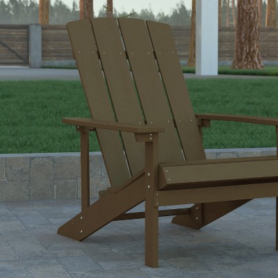 Set of 2 Brown All-Weather Poly Resin Adirondack Chairs