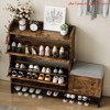 Entryway Shoe Cabinet w/ 2 Flip Drawers & Padded Seat Cushion, Narrow Shoe Organizer Rack - 3 of 4