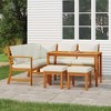 vidaXL 6 Piece Patio Dining Set with Cushions - Durable Solid Acacia Wood - Modular Design with Cushioned Seats - Ideal for Patio, Terrace or Garden - 2 of 4