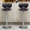 Faux Leather Airlift Swivel Adjustable Barstools, Set of 2 with Chrome Base, Footrest and Plush Cushions for Kitchen, Bar, and Dining - 2 of 4
